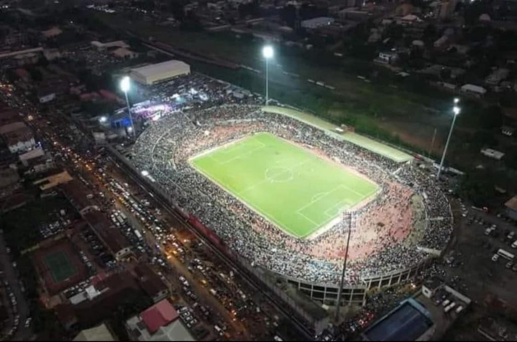 The aerial view of the sea of humanities of Rangers’ supporters in their dreaded Nnamdi Azikwe stadium on a match day